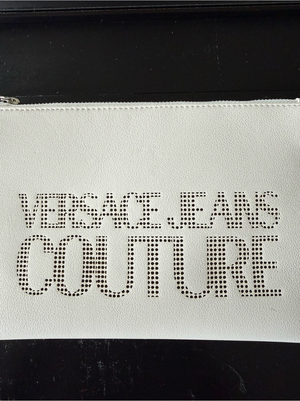 Versace Jeans Collection White Perforated Logo Wristlet - Picture 2 of 7